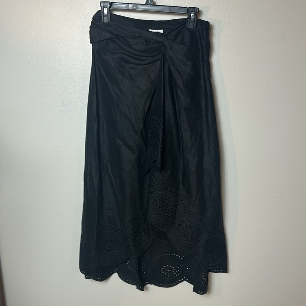 NEW A.L.C. Heather black linen eyelet hi lo skirt - Picture 6 of 15